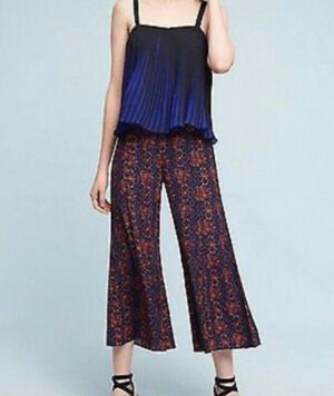 Elevenses Anthropologie Pants Paisley Wide Leg Palazzo Boho Flowy Purple Size 12